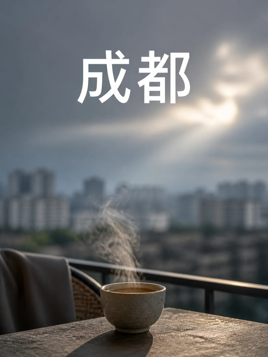 阴天后见光的成都茶杯心情海报样图