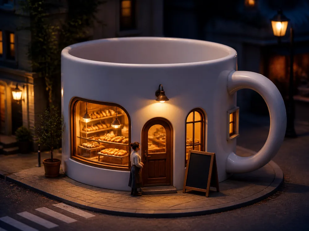 陶瓷杯变成暖光小店的样图